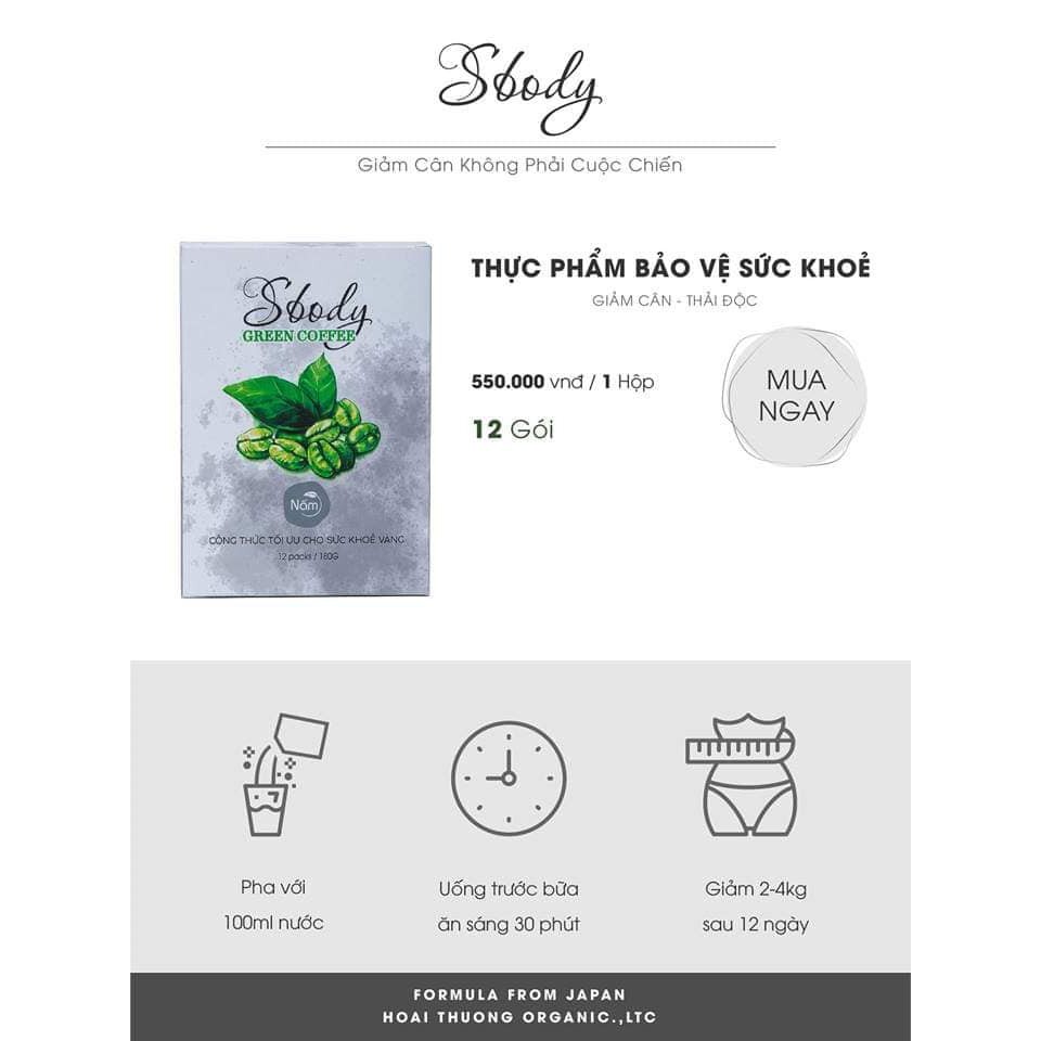 Giảm Cân Nấm Sbody Green Coffee + tặng hạt chia (Nấm Caphe Chính hãng tuyển sỉ)