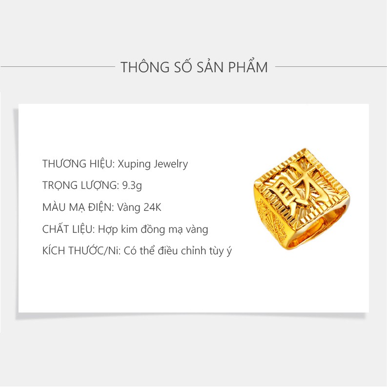 Nhẫn Nam Mạ Vàng 24K, Phong Cách Sang Trọng - XPN03(N)