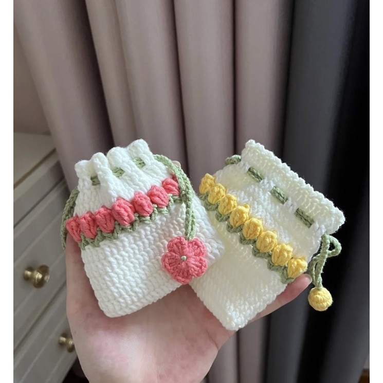 Mua Túi rút nhỏ xinh handmade làm bằng len hình hoa Tulip 🌷 giá rẻ nhất ...