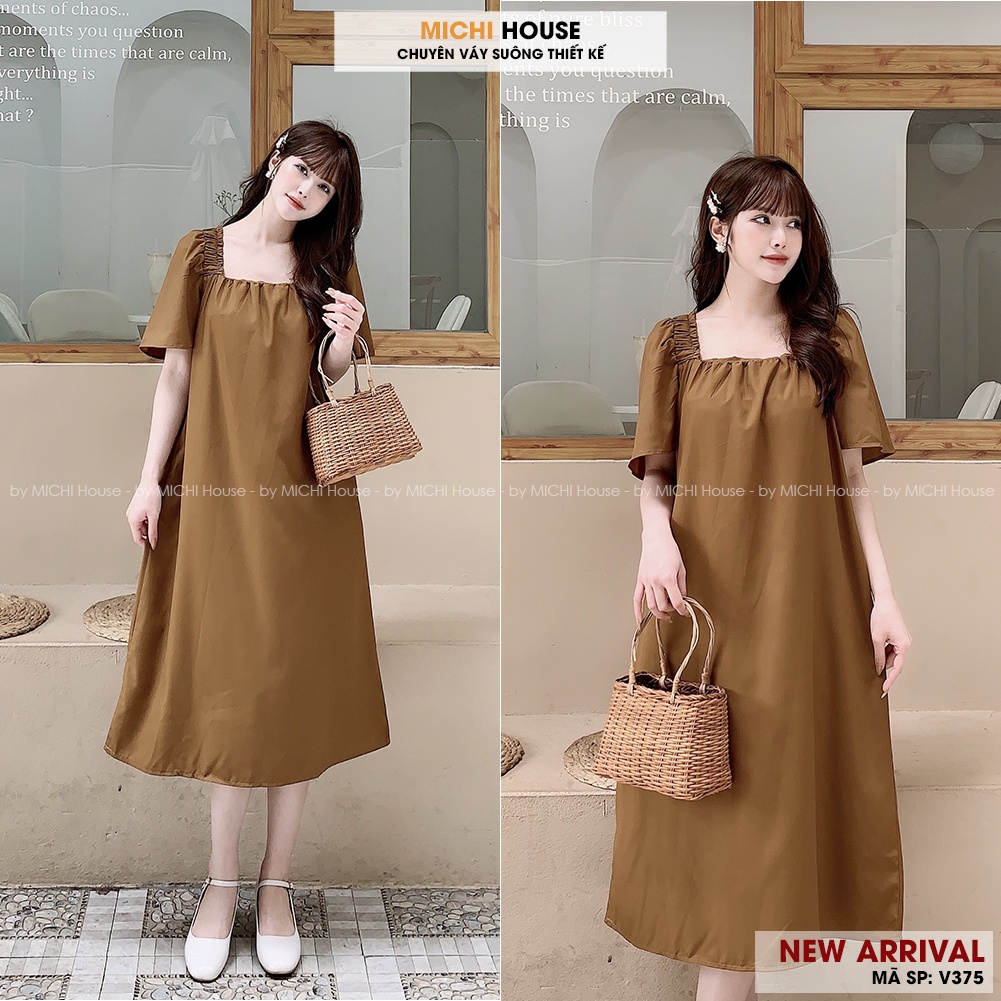 Váy Suông Maxi Đi Biển Vintage Kiểu Dáng Hàn Quốc Xinh Cổ Vuông MICHI House V375 | BigBuy360 - bigbuy360.vn