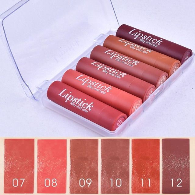 🌈🥑🍑 Set 6 Cây Son Sáp Siêu Lì Và Mịn Môi Lipstick  N0.H134 Silky Vivid Color Hengfang Cute Hột Me-W65-D14T4 | BigBuy360 - bigbuy360.vn