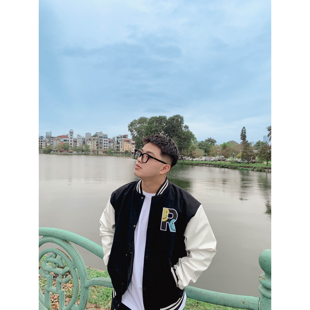 Áo khoác Bomber Varsity bóng chày ZARXCOR nam nữ chất liệu Kaki phối da logo thêu 2 lớp