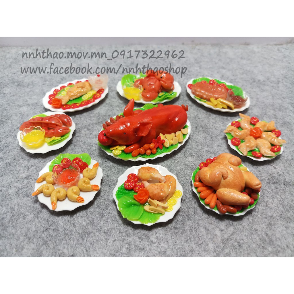 Mô hình đồ ăn tý hon bằng đất sét trang trí mô hình
