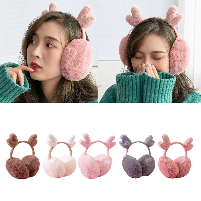 Chụp Tai Hình Sừng Hươu Dễ Thương Cho Mùa Đông