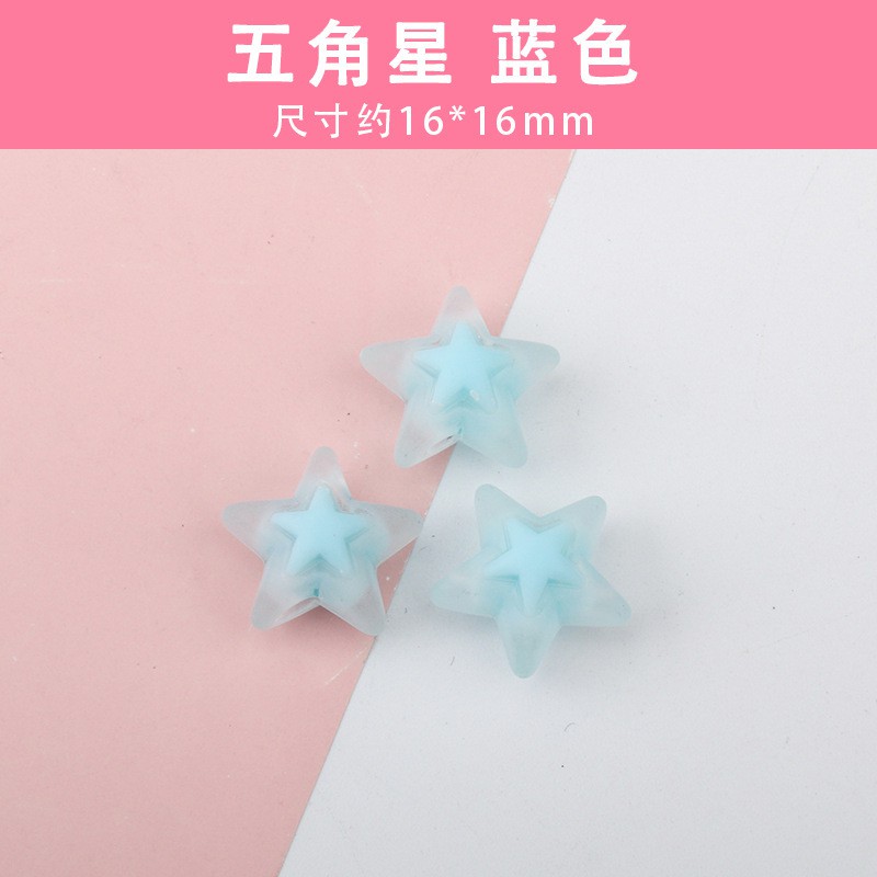 Set 15 Hạt Cườm Acrylic Trong Suốt Hình Ngôi Sao 16mm Làm Trang Sức DIY