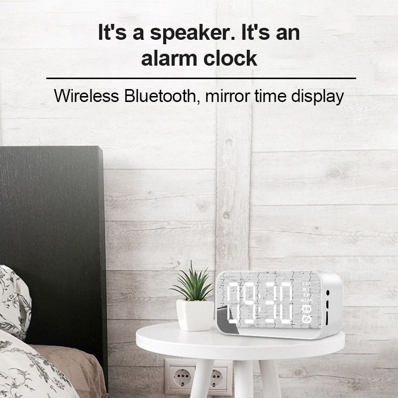 Loa Bluetooth kiêm đồng hồ báo thức mặt gương