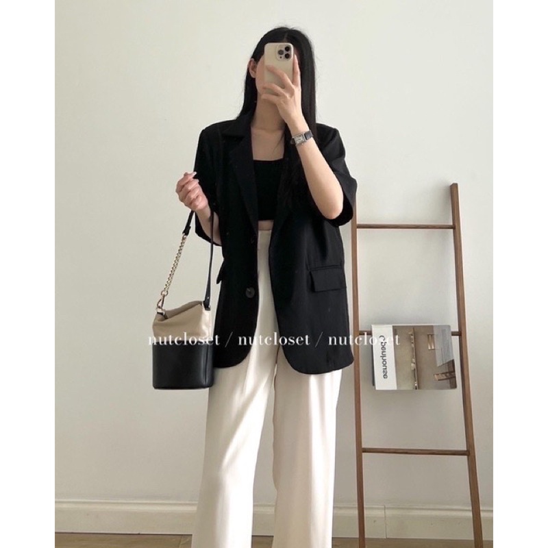 Áo vest cộc tay nắp túi