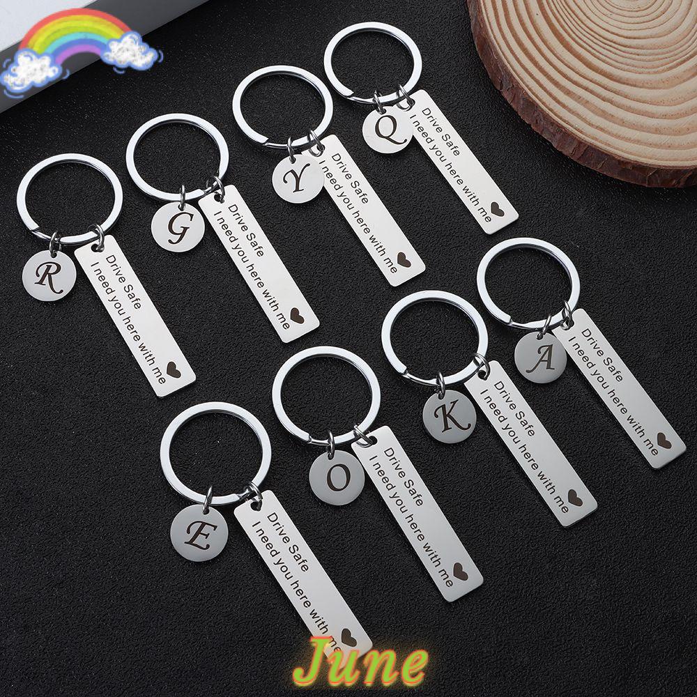 Móc khóa bằng thép không gỉ khắc chữ cái A-Z 26 chữ cái thời trang
