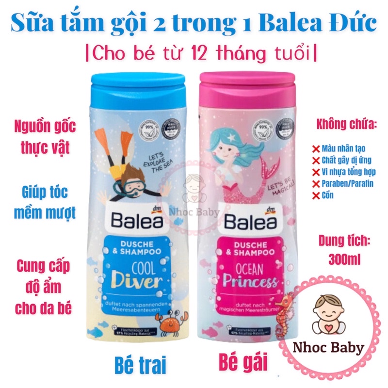 Sữa tắm gội Balea 300ml cho bé từ 1 tuổi - Hàng nội địa Đức