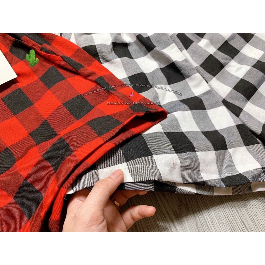 Quần short đùi nữ ngắn thể thao lưng thun vải caro dệt có túi mẫu mới 2022 - mới