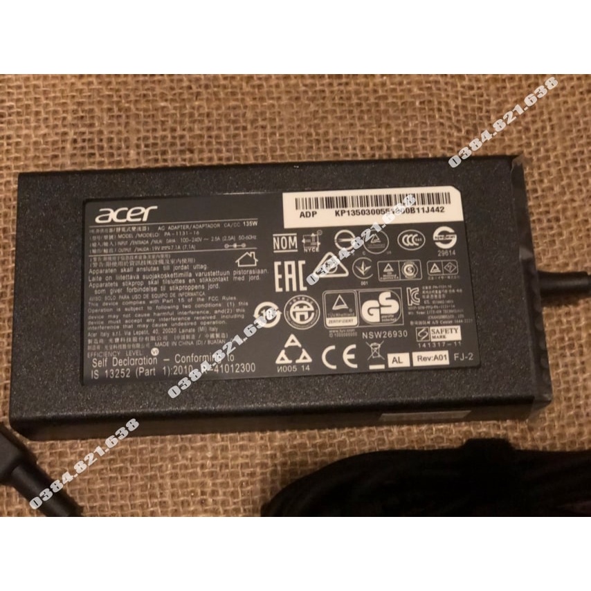 Sạc ADAPTER ACER 19V-7.1A 135W Zin-Sạc Acer Aspire V Nitro / V5-591 / 7 A715-71G / Nitro 5 / Predator Helios 300 G3-572