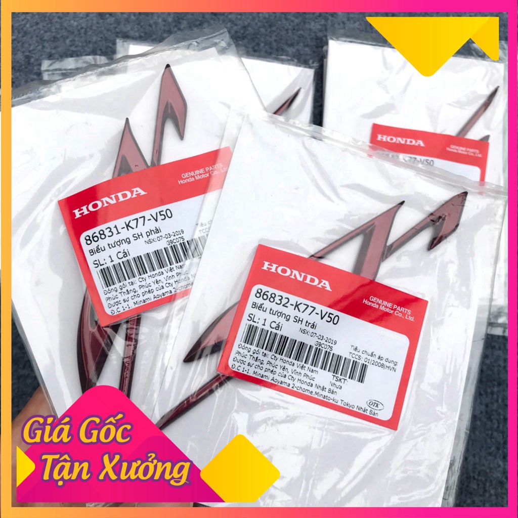 ★ Tem chữ nổi logo Sh đỏ chính hãng Honda ( 2 bên) ★  (Ảnh Sp thật)