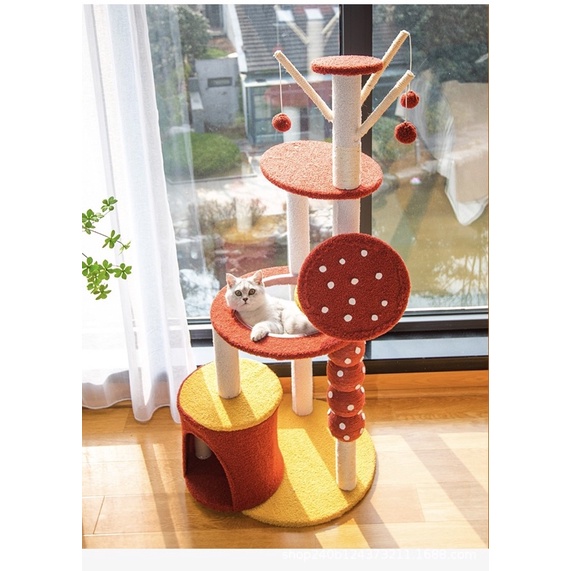Siêu phẩm cattree mùa hè đỏ rực rỡ, cây cào móng mèo, bàn cào cho thú cưng mẫu cây nấm mới nhất