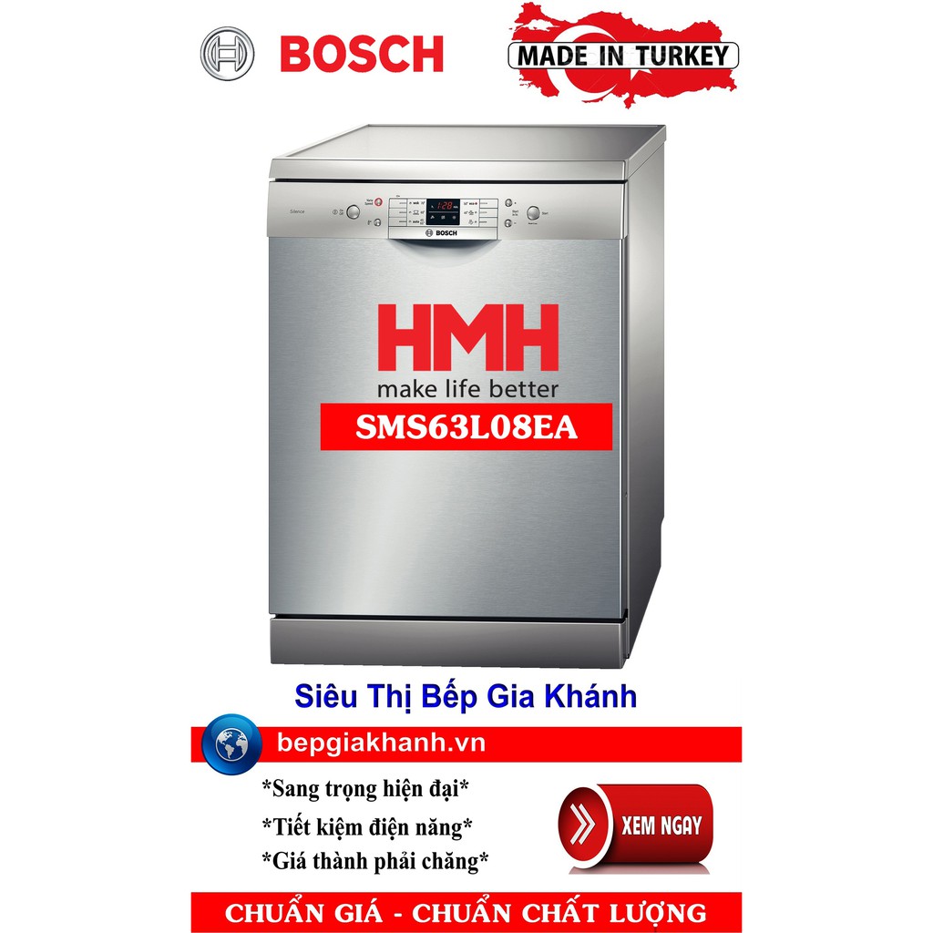 Máy rửa bát Bosch SMS63L08EA nhập khẩu Thổ Nhĩ Kỳ