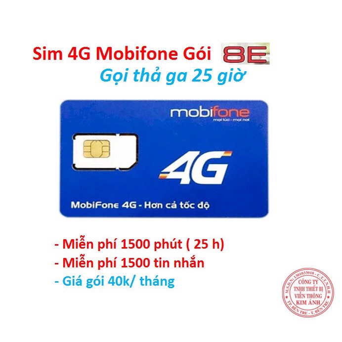 Sim Telesale Mobifone Gói 8E miễn phí các cuộc gọi dưới 10 phút + Nhắn tin miễn phí, chỉ 40K/tháng, Hàng Chính Hãng