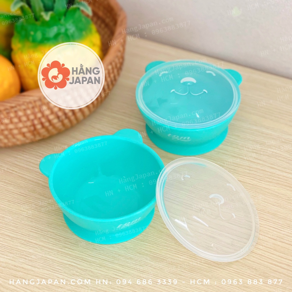 Bát ăn dặm silicon hình gấu cao cấp TGM có nắp,có đế hít chống đổ cho bé