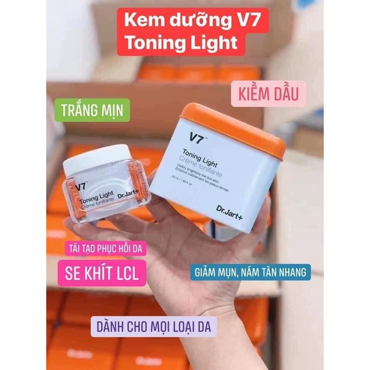 Kem dưỡng trắng da bật tone v7 toning light dr.jart+ full size 50ml chính hãng hàn quốc