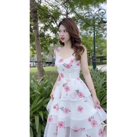 [ 𝐅𝐑𝐄𝐄 𝐒𝐇𝐈𝐏 ]   VÁY HOA 3D DÀI TAY CHUN EO CÚC NGỌC ,HÀNG THIẾT KẾ CAO CẤP