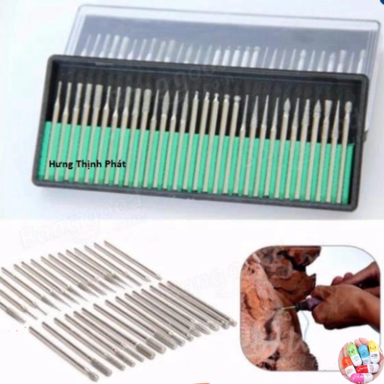 Bộ đầu mài khắc đa năng phủ kim cương 20 - 30 chi tiết - phụ kiện máy khoan mài khắc mini cầm tay
