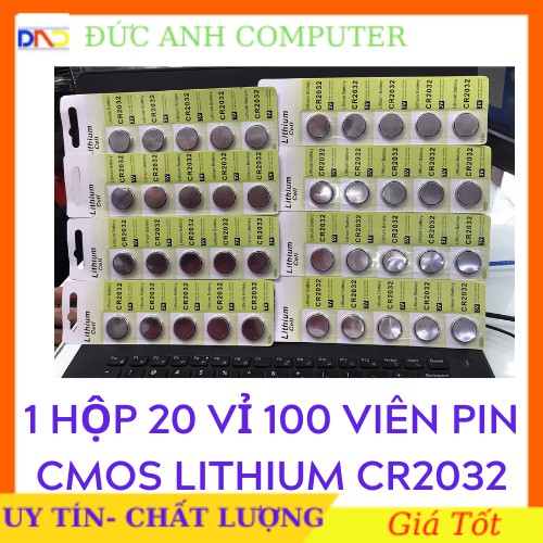 Pin Cmos CR2032 3V - 1 Hộp 20 Vỉ- 100 Viên - Loại Tốt