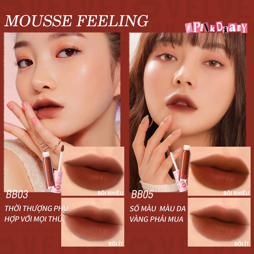 Set 4 son môi nhung lì PINKFLASH mềm mịn lâu trôi