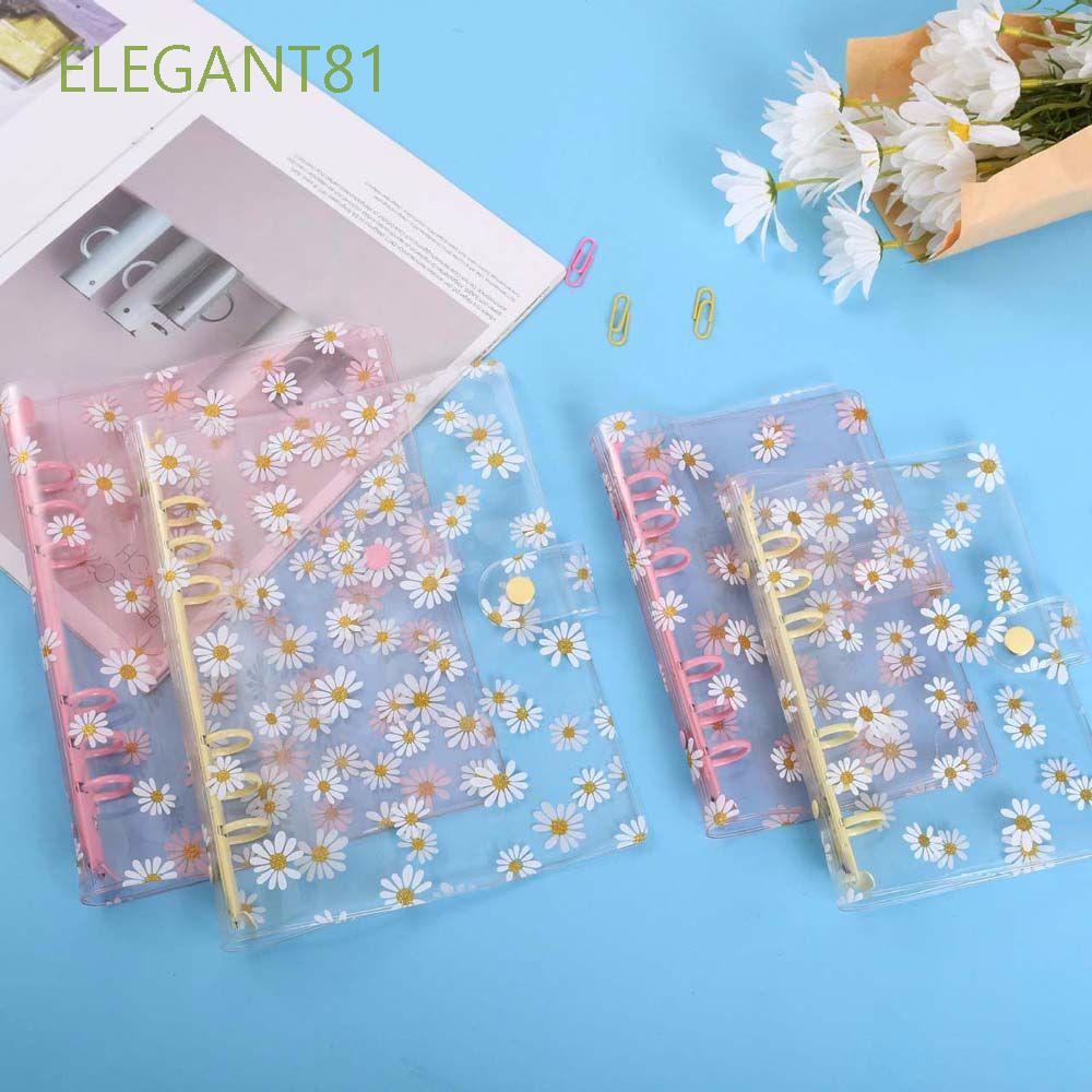 Bìa Kẹp Sổ Tay 6 Lỗ Khổ A6 A5 In Hình Hoa Cúc Màu Trong Suốt Dễ Thương Cho Học Sinh / Nhân Viên Văn Phòng