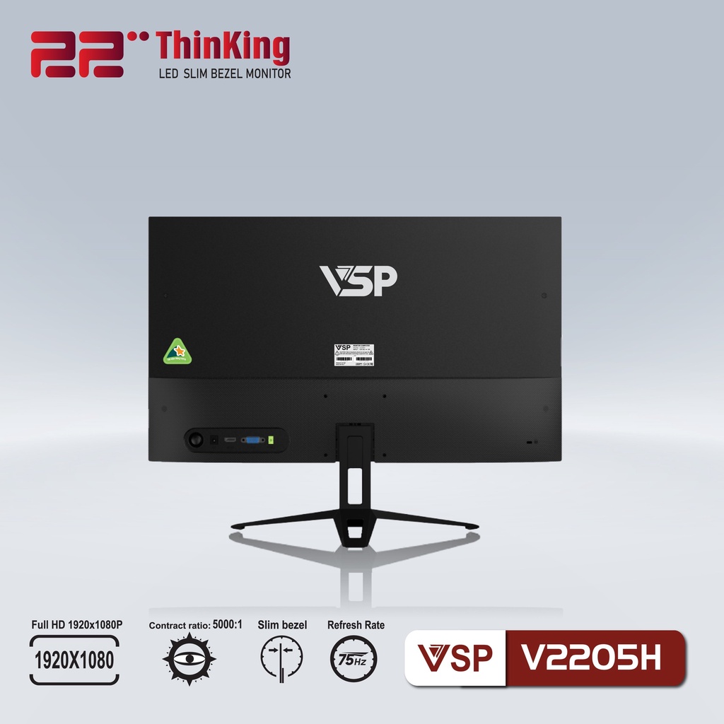 Màn hình VSP V2205H 22inch (21.45" VA FHD 75Hz, HDMI+VGA+Audio 3.5) Chính hãng phân phối | BigBuy360 - bigbuy360.vn