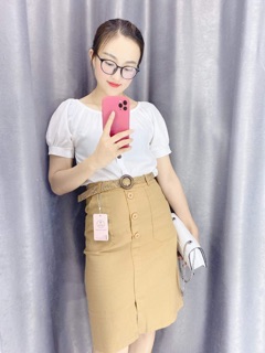CHÂN VÁY CÔNG SỞ CHẤT KAKI