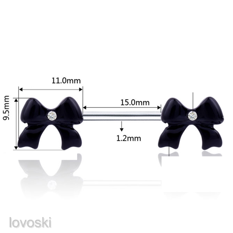 Set 2 Khuyên Nhũ Hoa Hình Nơ Bằng Thép Không Gỉ 14g