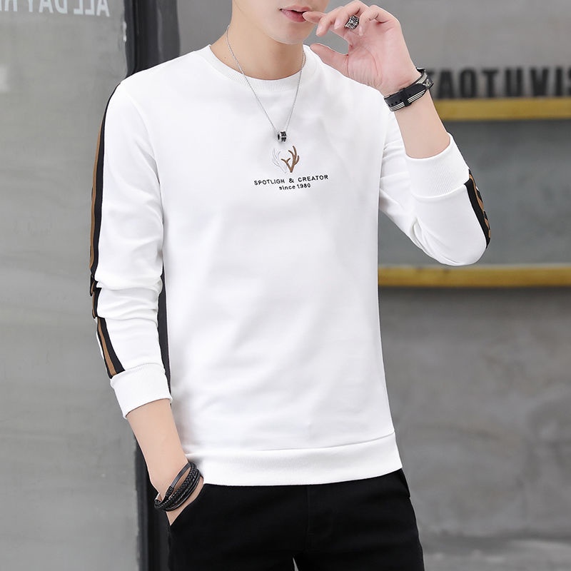 Mùa áo thun dài tay nam quần thường phục tất cả các kết hợp phong cách hàn quốc len