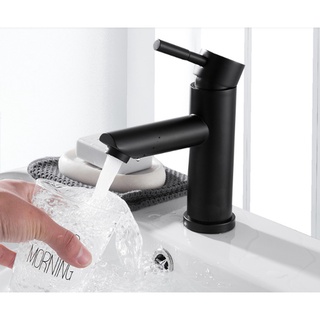 Vòi Lavabo nóng lạnh màu đen cao cấp - Inox 304, tặng 2 dây cấp