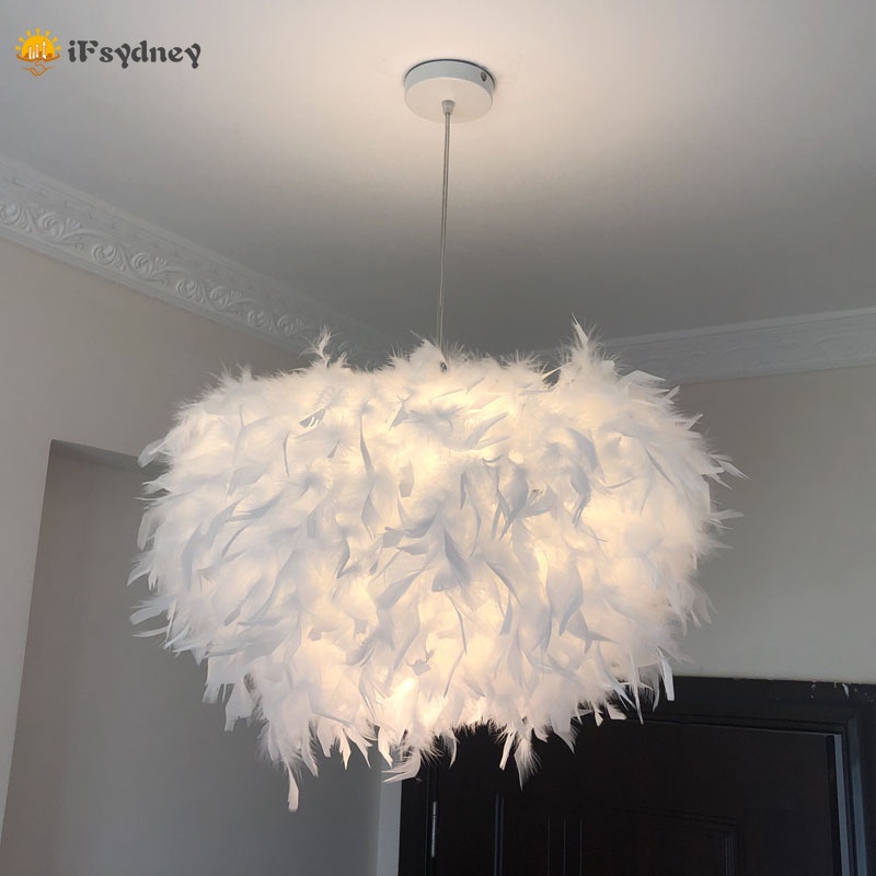 Giá Đỡ Đèn Trần E27 Phối Lông Vũ Dùng Trang Trí Phòng Ngủ