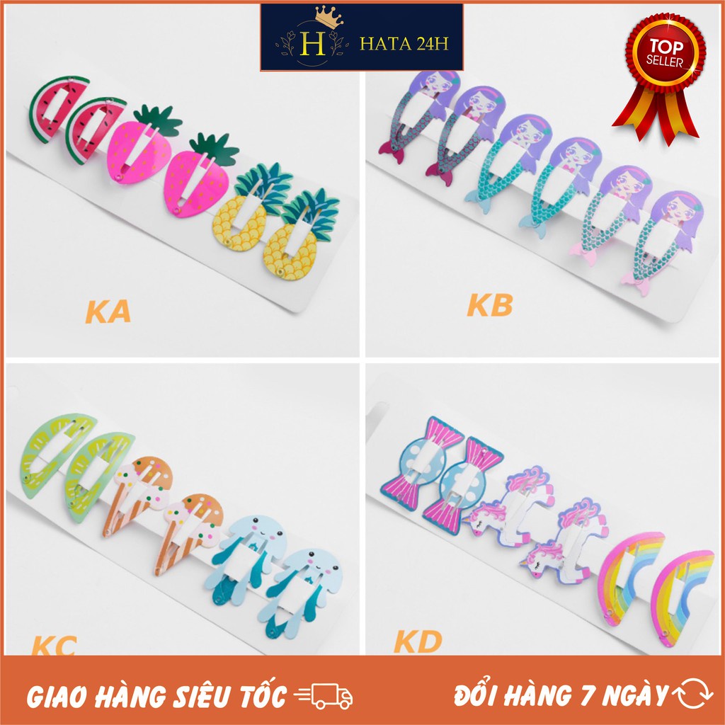 BỘ 6 KẸP TÓC DỄ THƯƠNG 2019 T161 NHIỀU HÌNH PHONG CÁCH HÀN QUỐC