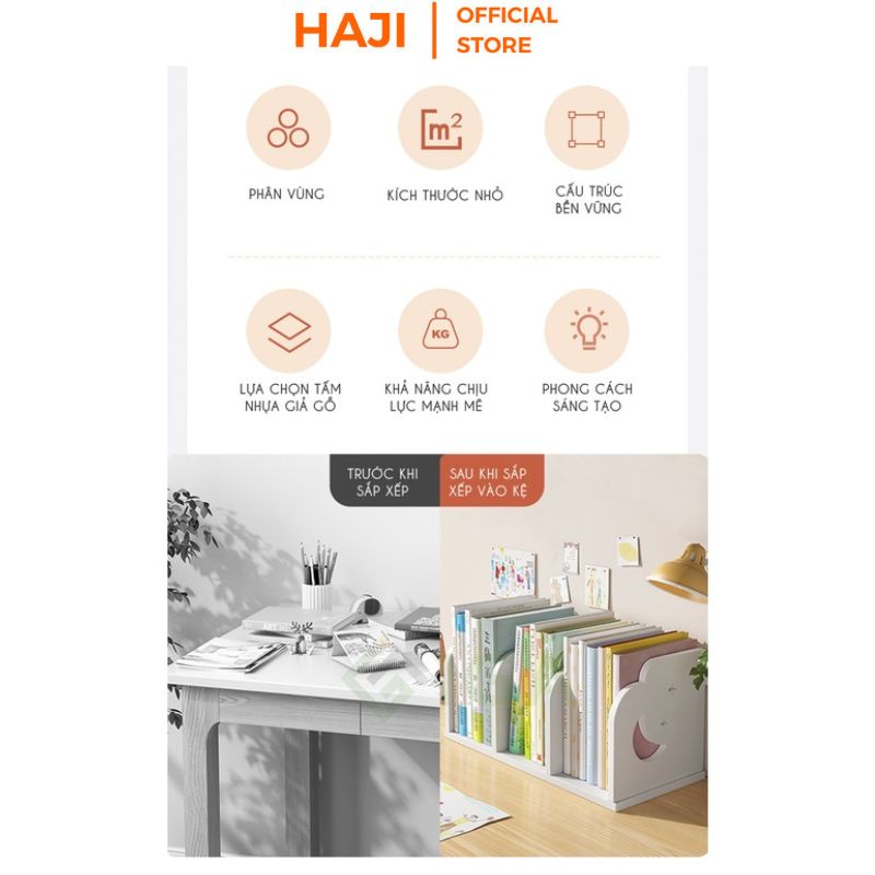 Kệ sách để bàn phân ngăn giúp lưu trữ vật dụng khoa học thương hiệu HAJI D410