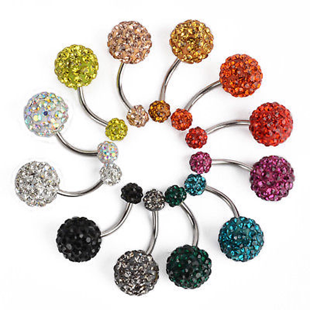 Khuyên rốn bằng thép phẫu thuật đính đá quý nhiều màu thích hợp múa bụng Shamballa