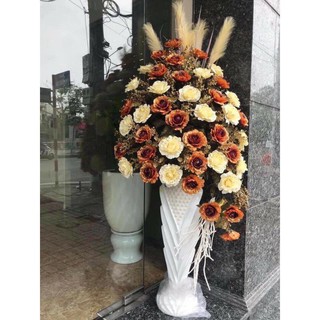 🌹cành hoa hồng nhũ giả 7 bông cao 60cm loại sịn