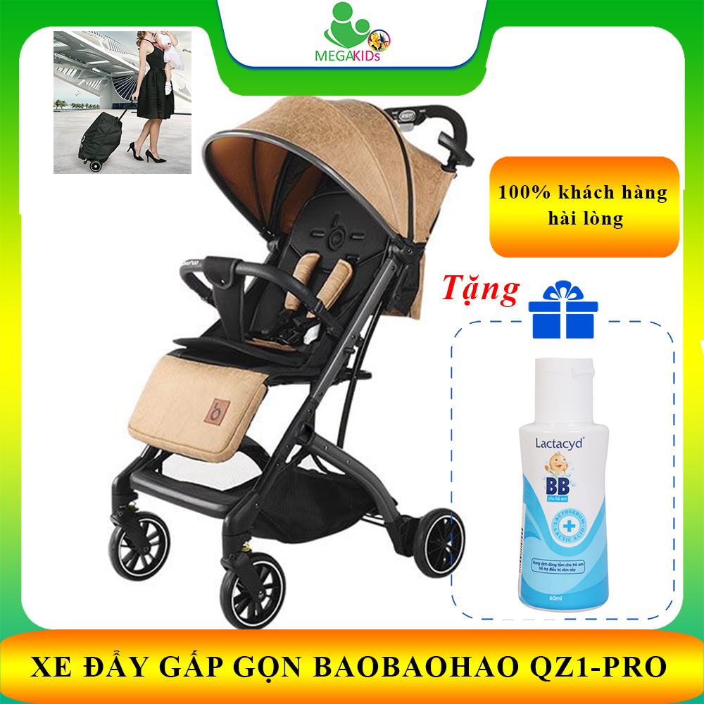 Xe đẩy Baobaohao cao cấp gấp gọn hình vali QZ1-Pro mẫu mới có lò xo giảm sóc, đi được máy bay, xe kèm đệm, màn che