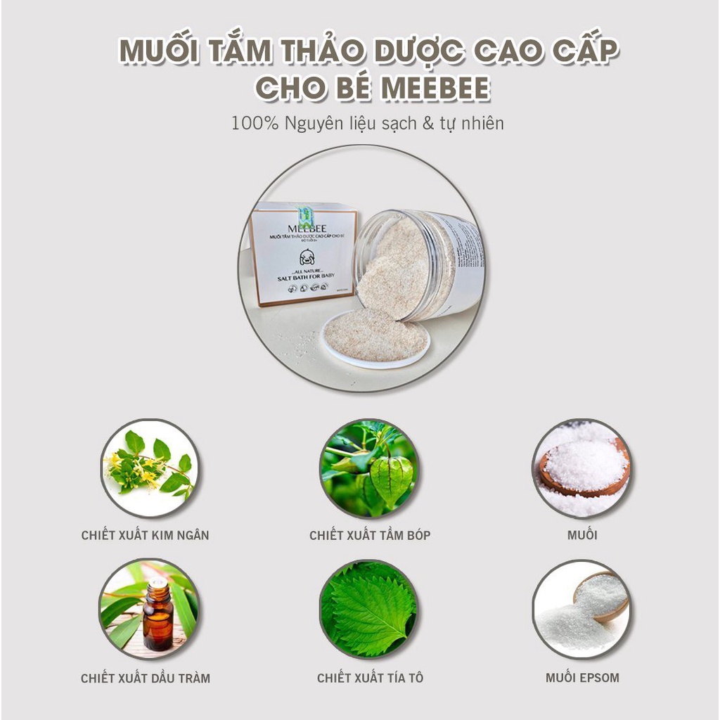 Muối Tắm Thảo Dược Cho Bé MeeBee Cao Cấp 100% Từ Thảo Dược Sạch, Tự Nhiên | Minizon Kids