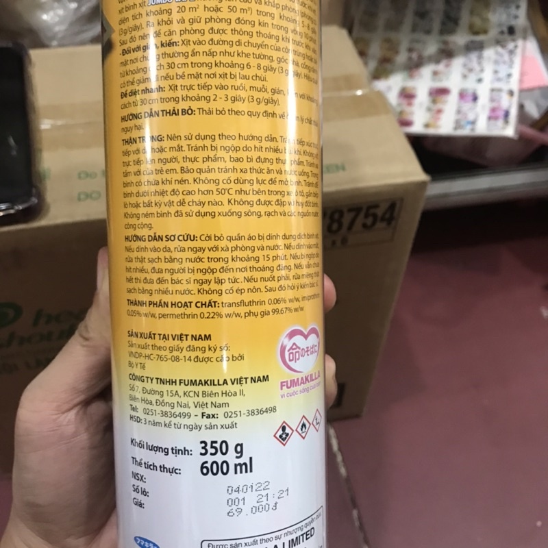Bình Xịt Côn Trùng Jumbo Vape Không Mùi 600ML