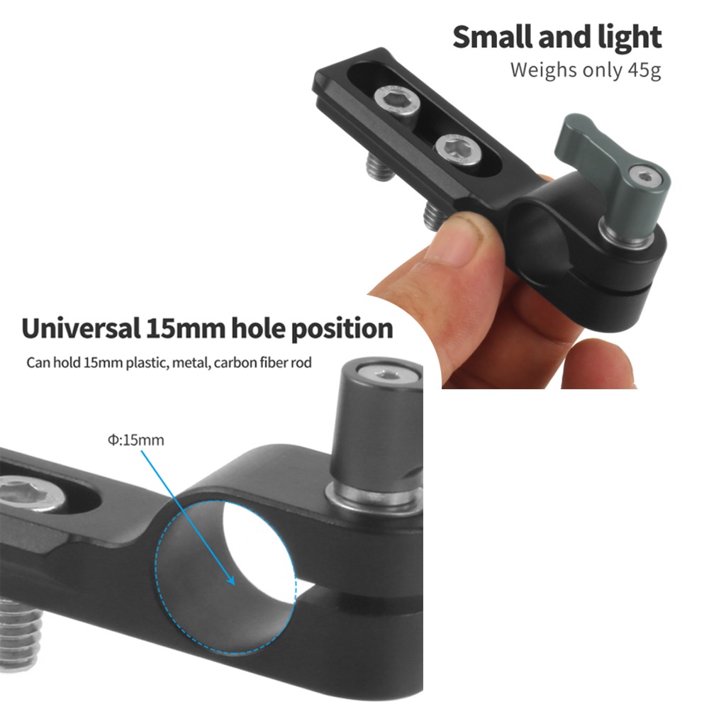 Máy ảnh XT-XINTE Kẹp thanh đơn 15mm tiêu chuẩn phổ thông với ống an toàn NATO1 / 4 "-20 Vít cho máy ảnh DSLR GH5 Emos100 5DMarkIII