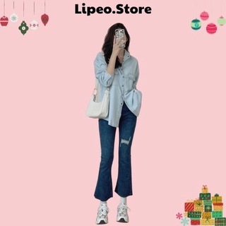 Quần Jeans Ống loe rách đùi, quần ống loe