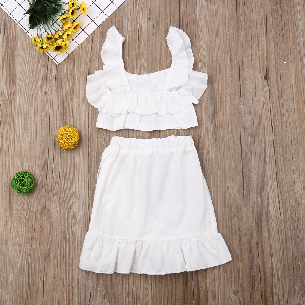 Set áo croptop + Chân váy dễ thương cho bé gái