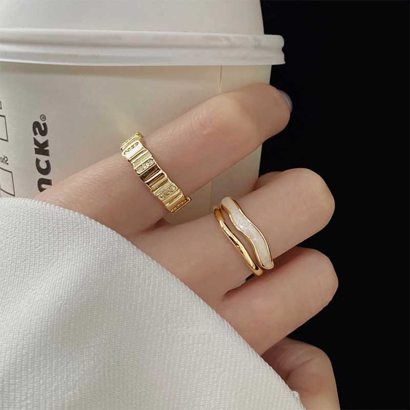 Nhẫn Hai Lớp Phong Cách Harajuku hip hop Thời Trang Cao Cấp