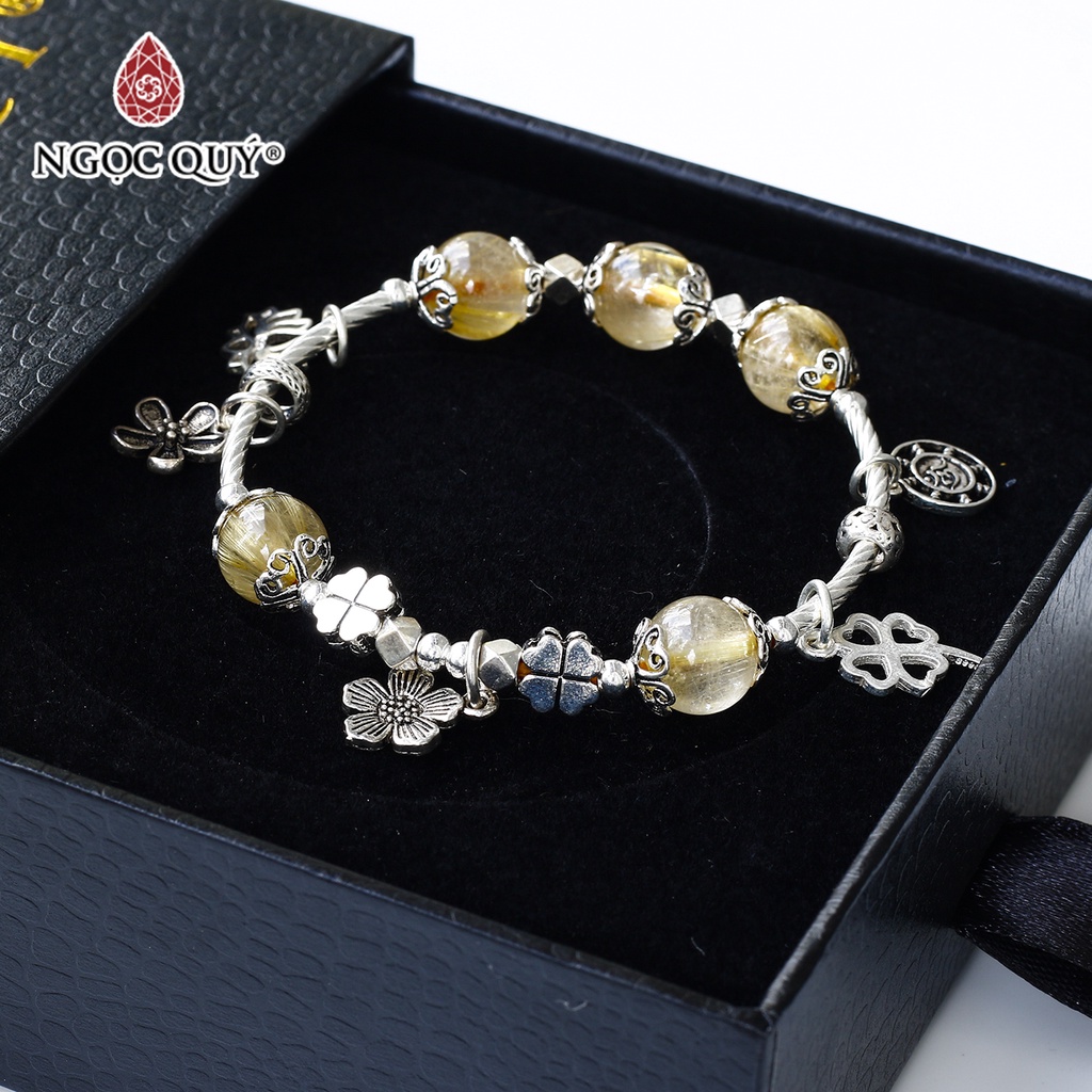 Vòng TA tóc vàng phối charm bạc - Ngọc Quý