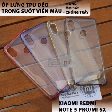 Ốp lưng Xiaomi Note 5/Note 5 pro silicon viền mầu thời trang cao cấp