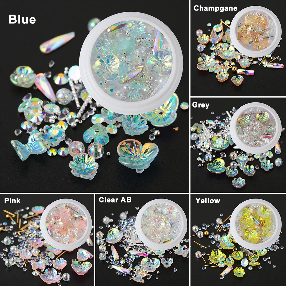 Đinh Tán Hình Bướm Bằng Kim Loại Đính Ngọc Trai Giả Trang Trí Móng Tay