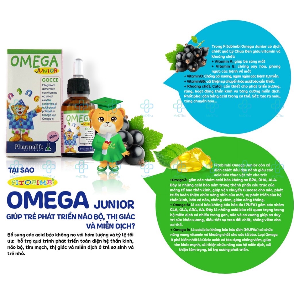 Fitobimbi Omega Junior - Bổ Sung Omega 3, Bổ Não, Trẻ Chậm Nói, Tăng Động, Thông Minh (Lọ 30ml) [Chính Hãng]