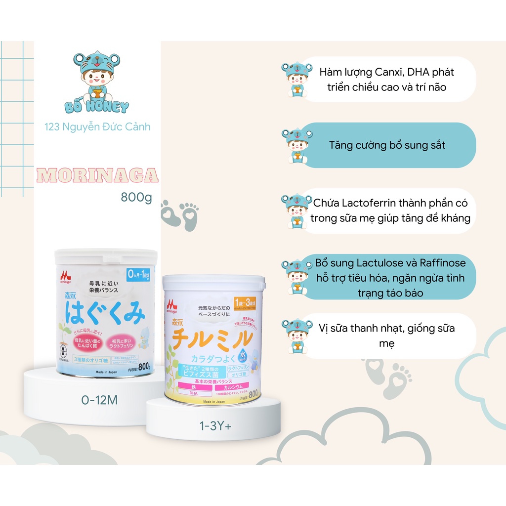 Sữa Morinaga nội địa Nhật số 0-1, 1-3 mẫu mới Bố Honey