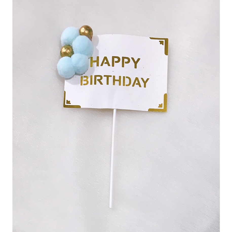 Set 10 cây cắm happy bông bi vuông