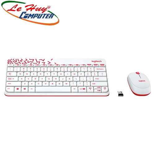 Combo Bàn phím chuột máy tính không dây Logitech MK240 Trắng Đỏ